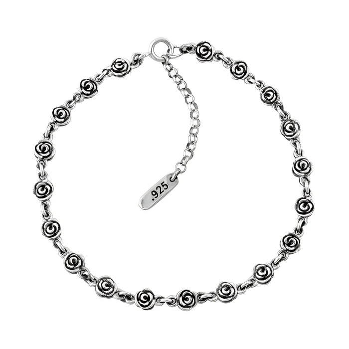 King Baby Anklet with Mini Rose Motif and Extension Chain