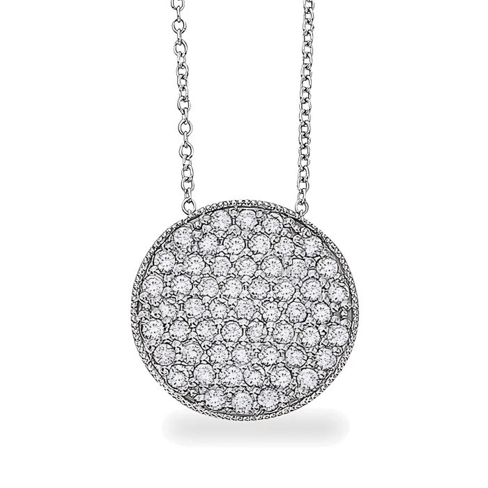 KC Designs 14k White Gold Pavé Diamond Disc Necklace