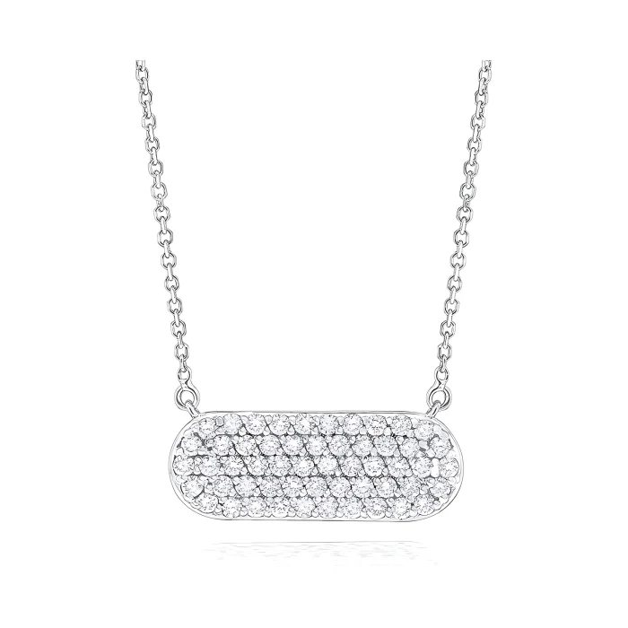 KC Designs 14k White Gold Diamond Oval Necklace