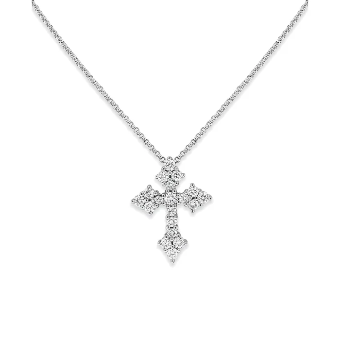 KC Designs 14k White Gold Diamond Cross Necklace