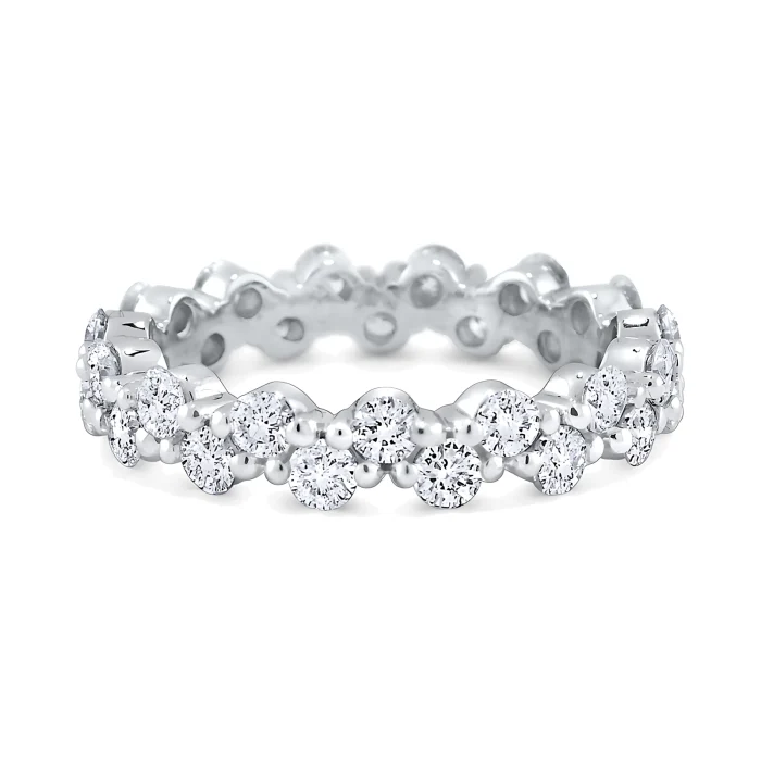 KC Designs 14k White Gold Double Row Prong-Set Diamond Band
