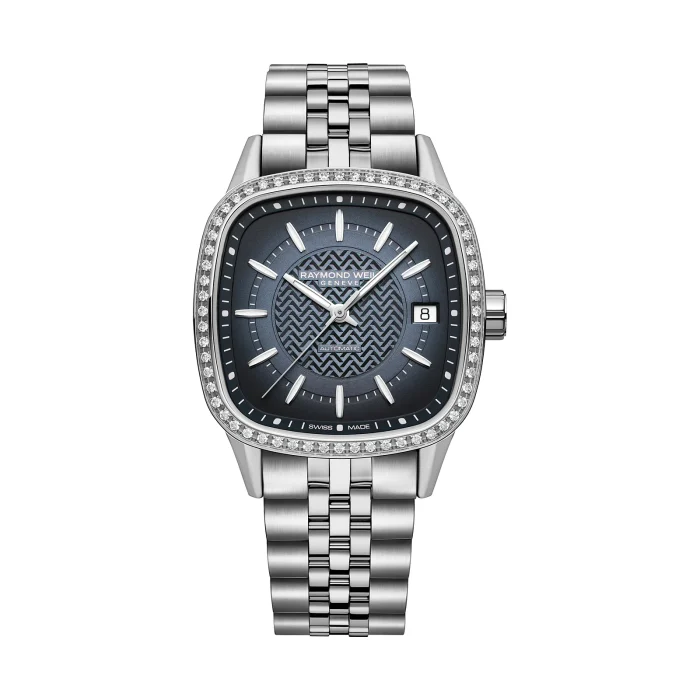 Raymond Weil Freelancer Ladies 34mm Cushion Blue Dial Diamonds