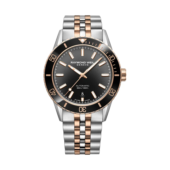 Raymond Weil Freelancer Diver 42mm Two-Tone Rose Gold Black Dial