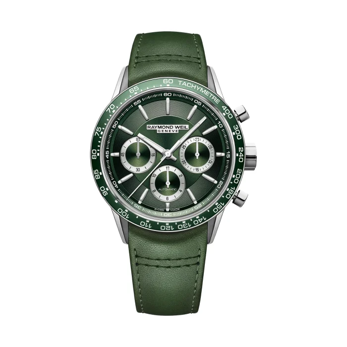 Raymond Weil Freelancer Chronograph 43mm Green Dial Leather