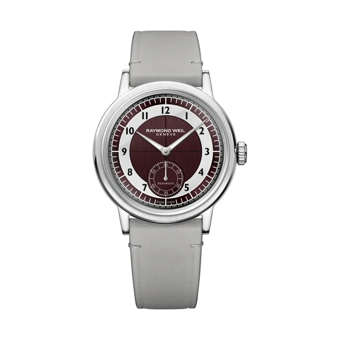 Raymond Weil Millesime Small Seconds Tuxedo Red Grape and Grey Dial