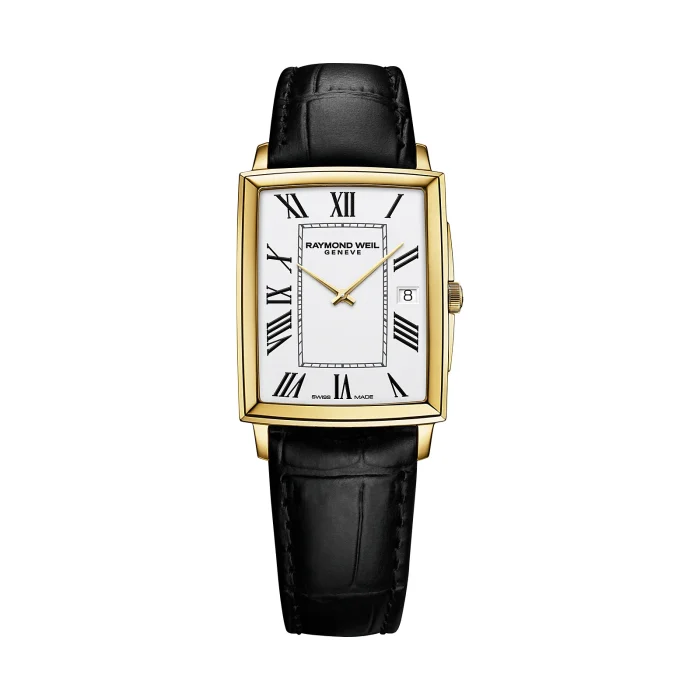 Raymond Weil Toccata Men's 37 x 29mm Gold PVD White Dial Leather