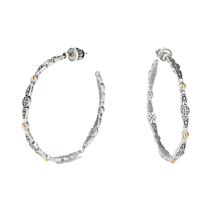 Konstantino Sterling Silver and 18k Yellow Gold Medium Dotted Hoop Earrings