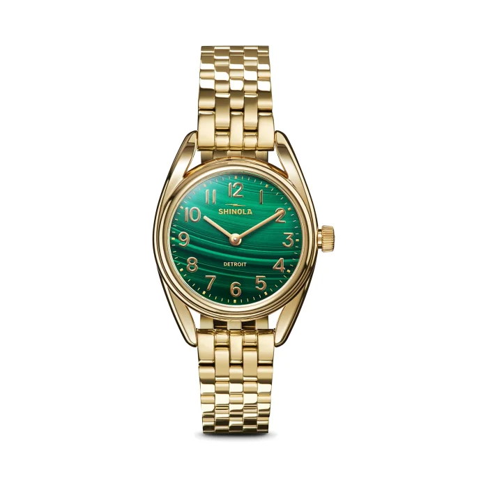 Shinola Derby 30.5mm Malachite Dial Gold-Tone Bracelet