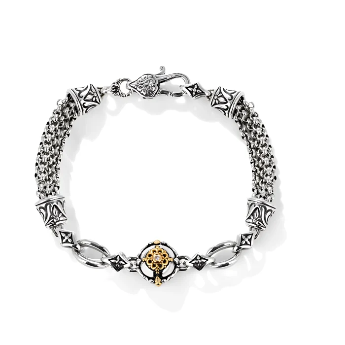 Konstantino Sterling Silver and 18k Yellow Gold Diamond Bracelet