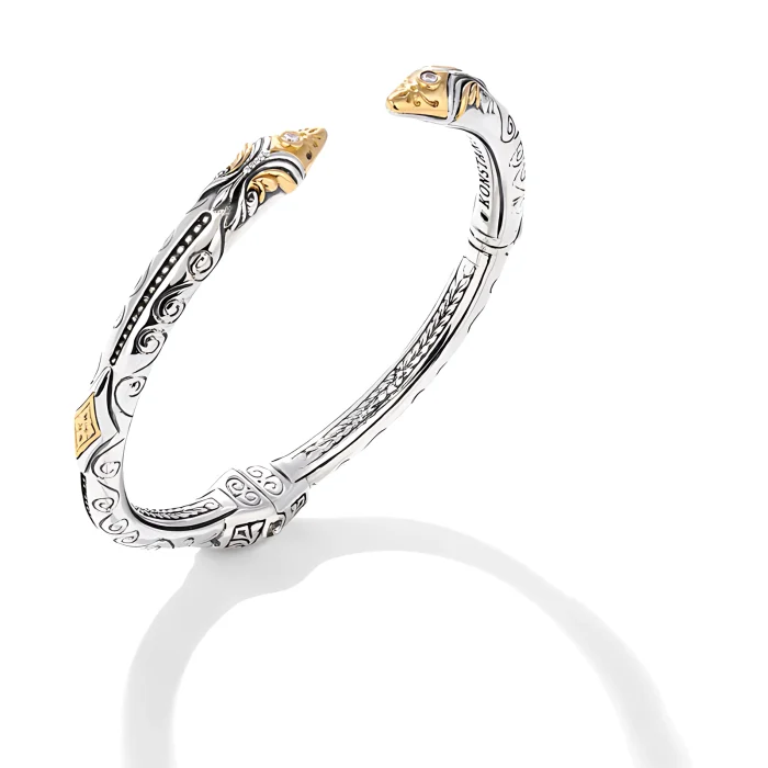 Konstantino Sterling Silver and 18k Yellow Gold Diamond Bracelet
