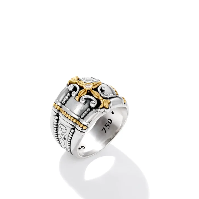 Konstantino Sterling Silver and 18k Yellow Gold Diamond Ring