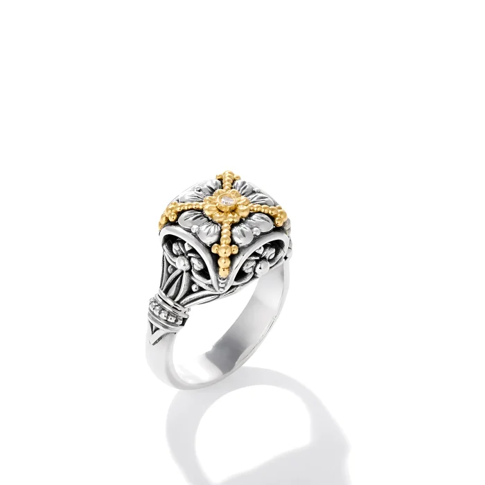 Konstantino Sterling Silver and 18k Yellow Gold Diamond Ring