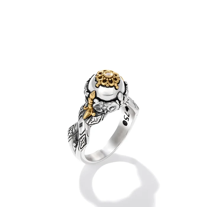 Konstantino Sterling Silver and 18k Yellow Gold Diamond Ring