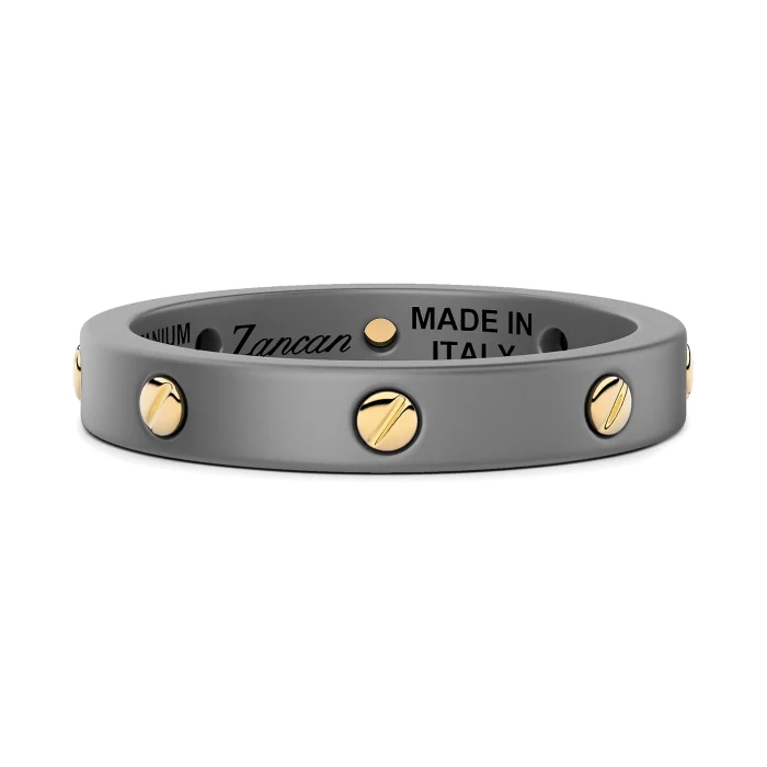 Zancan Eternity Titanium 18k Yellow Gold and Titanium Band Ring