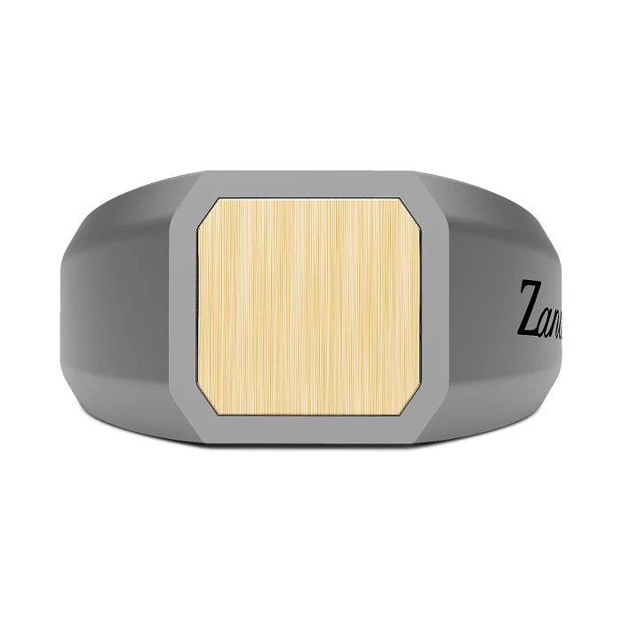 Zancan Eternity Titanium 18k Yellow Gold and Titanium Signet Ring