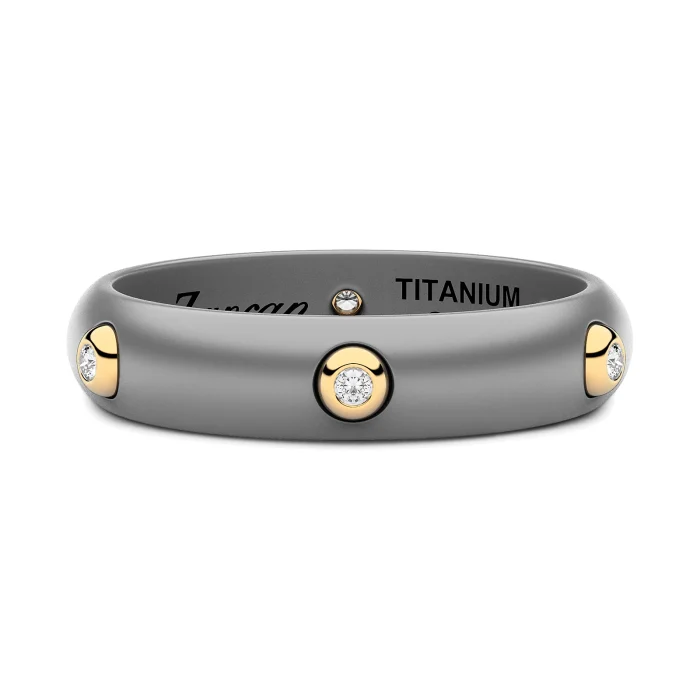 Zancan Eternity Titanium 18k Yellow Gold and Titanium Diamond Ring