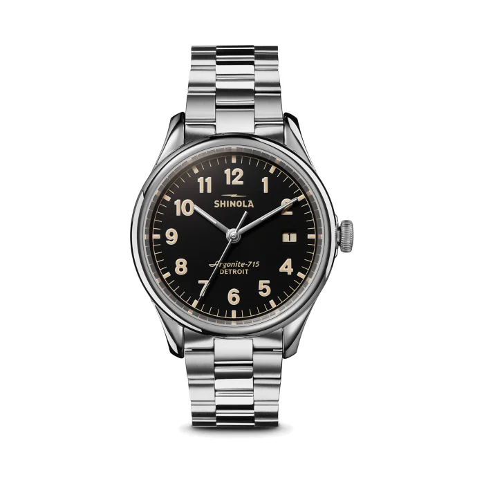 Shinola Vinton 38mm Black Dial Stainless Steel Bracelet