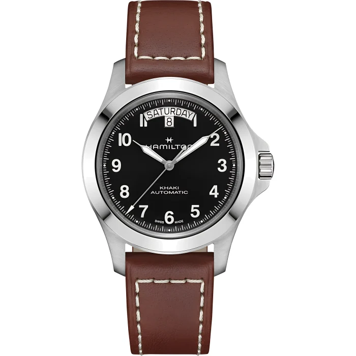 Hamilton Khaki Field King Day-Date Auto 40mm Black Dial Brown Leather