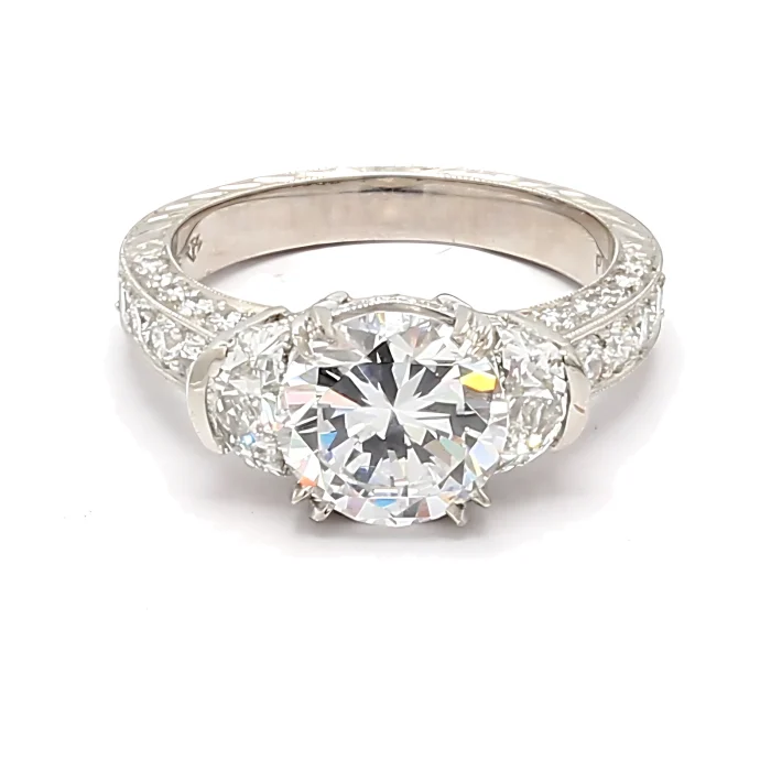 Jack Kelege Platinum Half-Moon Diamond Semi-Mount, 1.62 ct tw