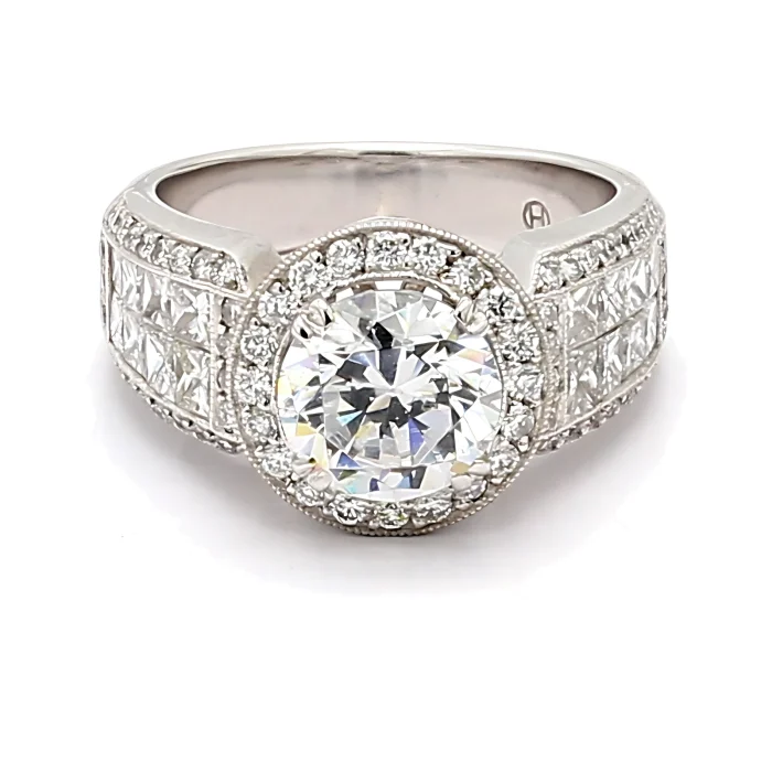 Jeff Cooper 14K White Gold Princess Halo Diamond Semi-Mount, 1.57 ct tw
