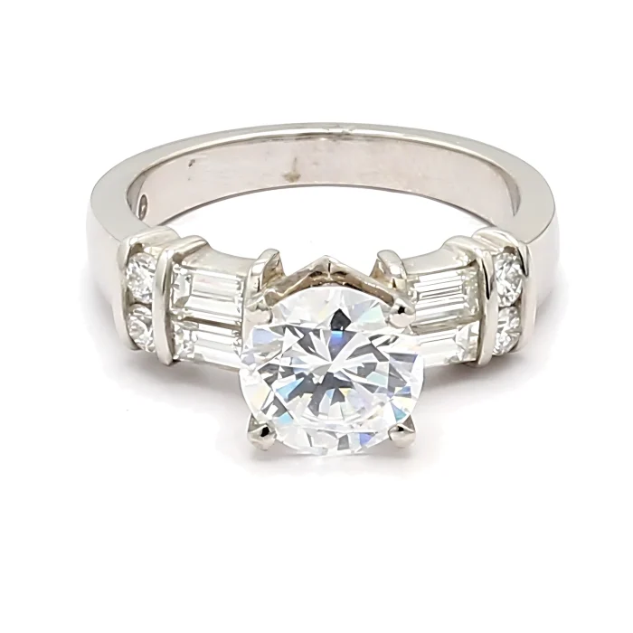 Jeff Cooper Platinum Baguette and Round Diamond Semi-Mount, 0.66 ct tw