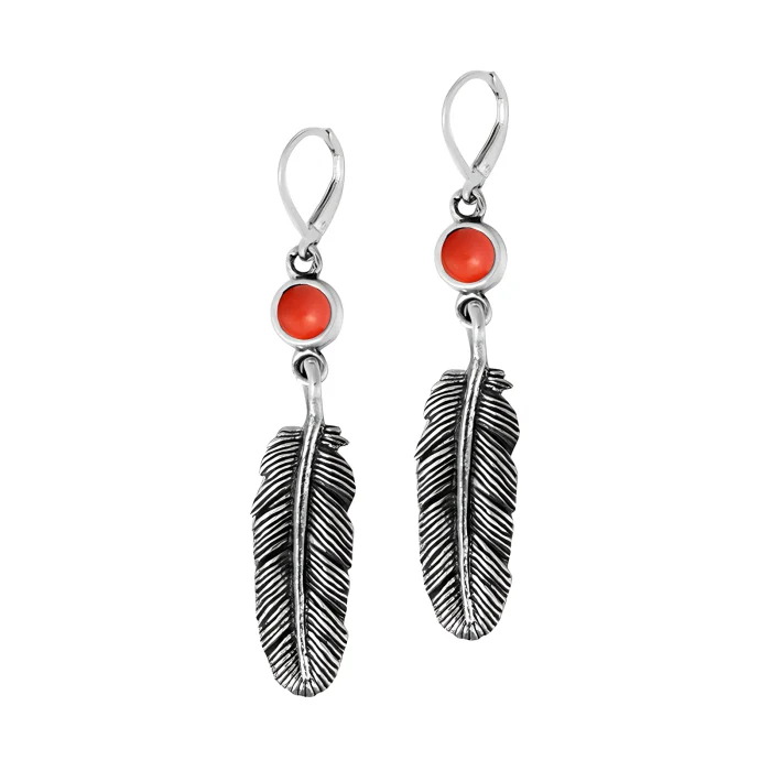 King Baby Coral Feather Earrings