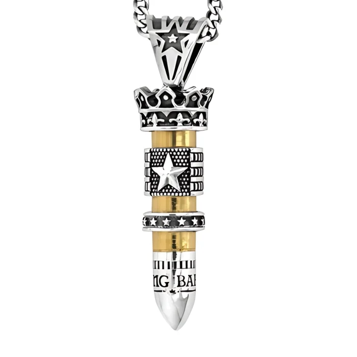 King Baby 38 Special Bullet With Silver Star Flag And Star Ring Pendant