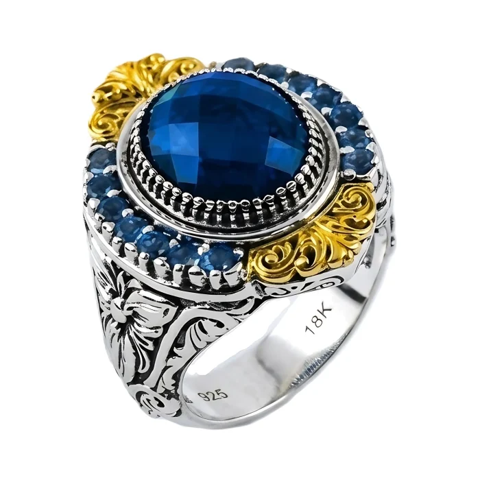 Konstantino Thalassa Sterling Silver and 18k Yellow Gold London Blue Topaz Ring