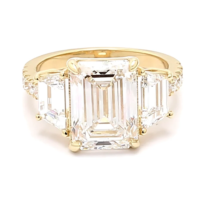 Lab-Grown Emerald-Cut and Radiant Diamond Ring, 7.50 ct tw