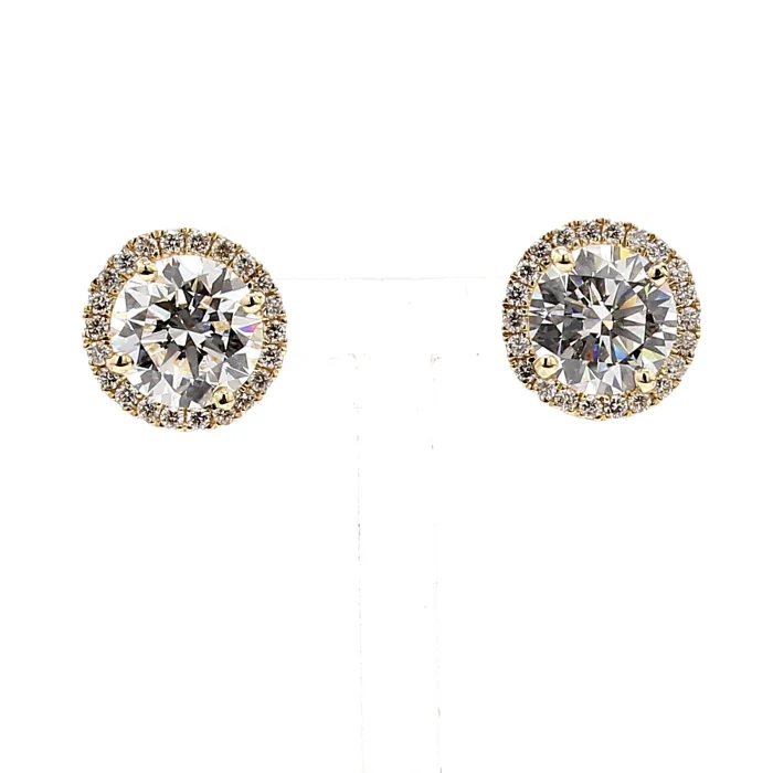 Lab-Grown Round Diamond Halo Stud Earrings