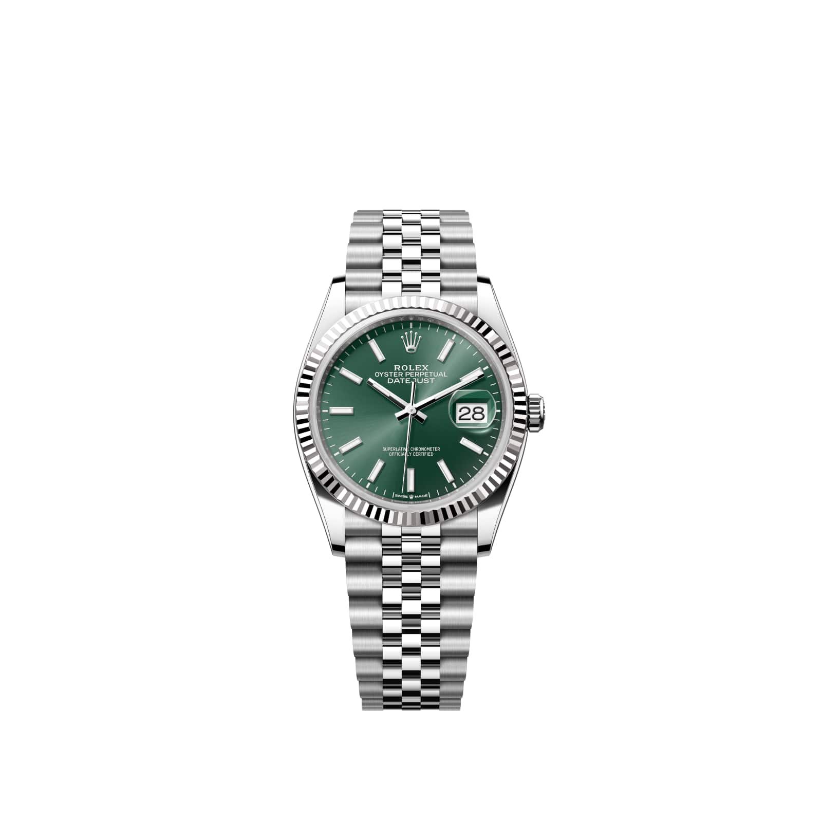 Pre-owned Rolex Datejust 36 Steel and White Gold Green Dial (2025)