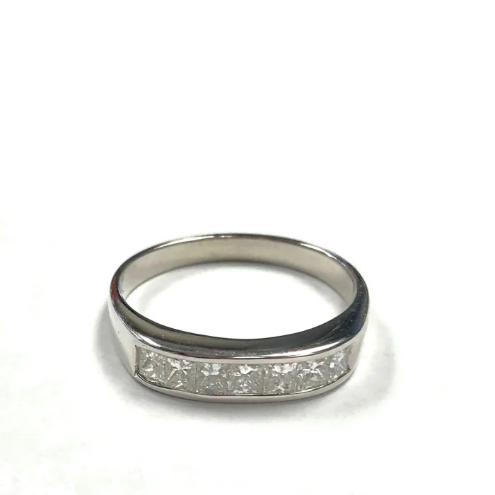 Men's 14K White Gold Seven-Stone Channel Set Diamond Band, 1.20 ct tw