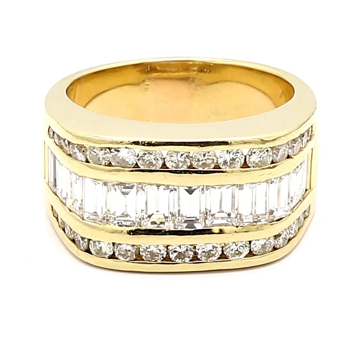 Men's 14K Yellow Gold Diamond Ring, 3.00 ct tw