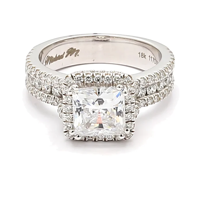 Michael M 18K White Gold Halo Diamond Semi-Mount, 1.06 ct tw