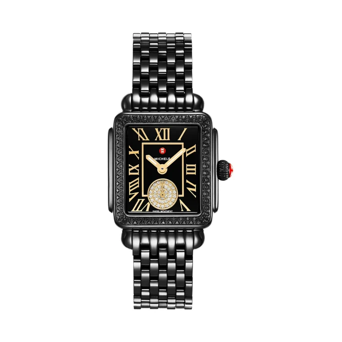 Michele Deco Diamond Madison Mid Noir Watch