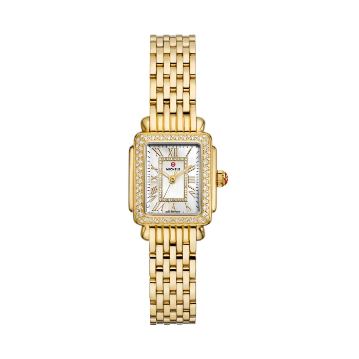 Michele Deco Madison Mini Diamond 18K Gold-Plated Watch