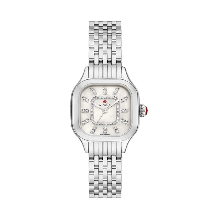 Michele Meggie Stainless Steel Diamond Dial Watch