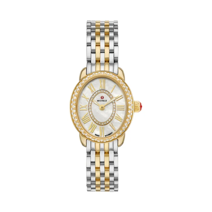 Michele Serein Oval Diamond Two-Tone 18K Gold-Plated Watch