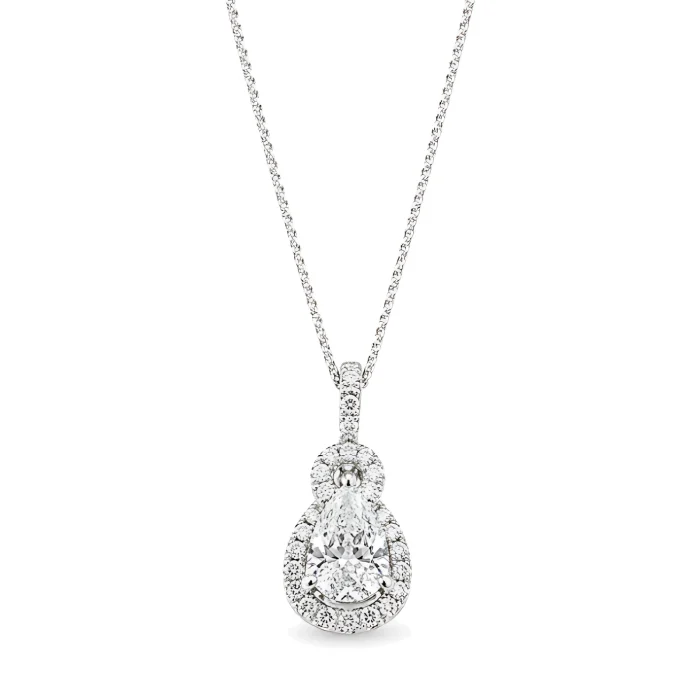 Pear-Shaped Diamond Halo Pendant, 1.61 ct tw