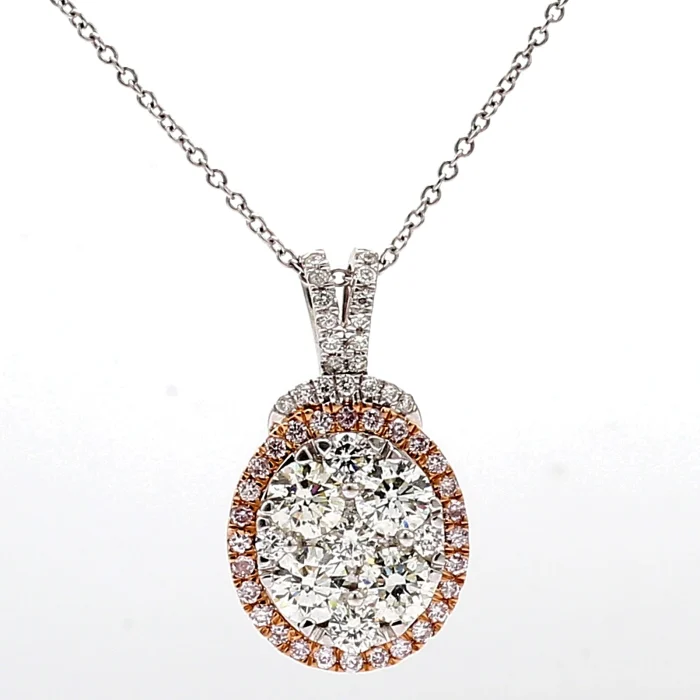 Pink and White Diamond Pendant, 1.50 ct tw