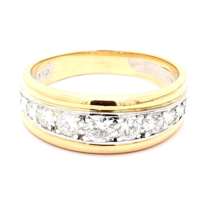 Platinum and 18K Yellow Gold Half-Way Diamond Band, 0.65 ct tw