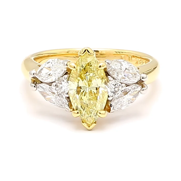 Platinum and 18K Yellow Gold Marquise Diamond Semi-Mount, 0.90 ct tw