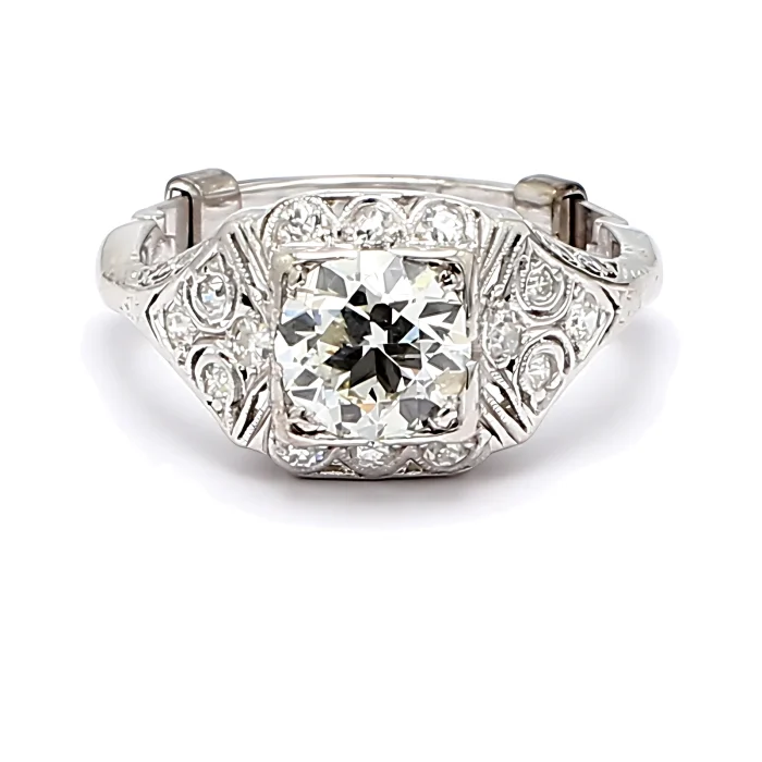 Platinum Antique European-Cut Diamond Ring, 1.45 ct tw
