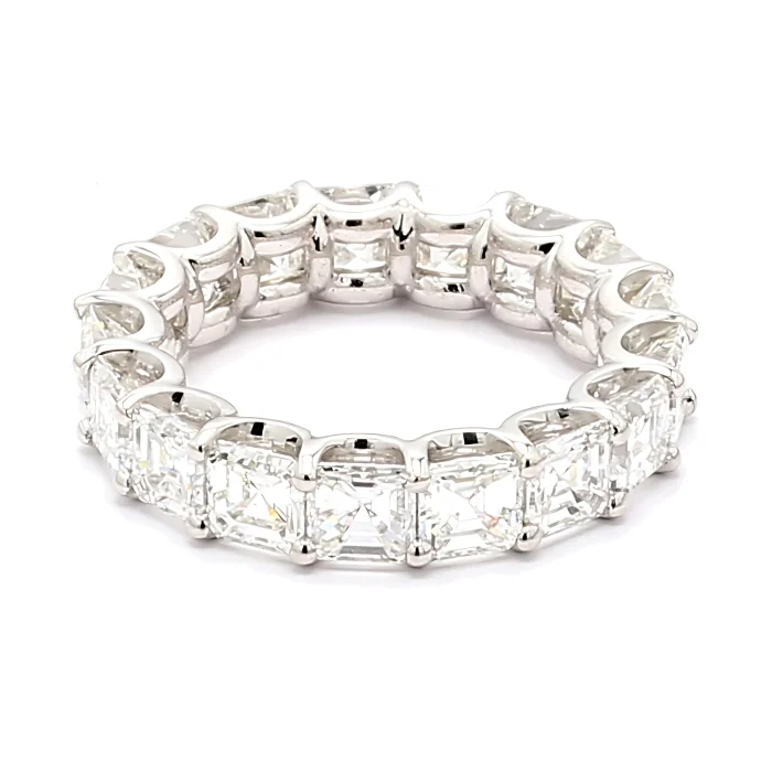 Platinum Asscher-Cut Diamond Eternity Band, 7.04 ct tw