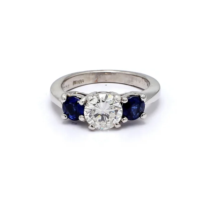 Platinum Blue Sapphire Three-Stone Semi-Mount