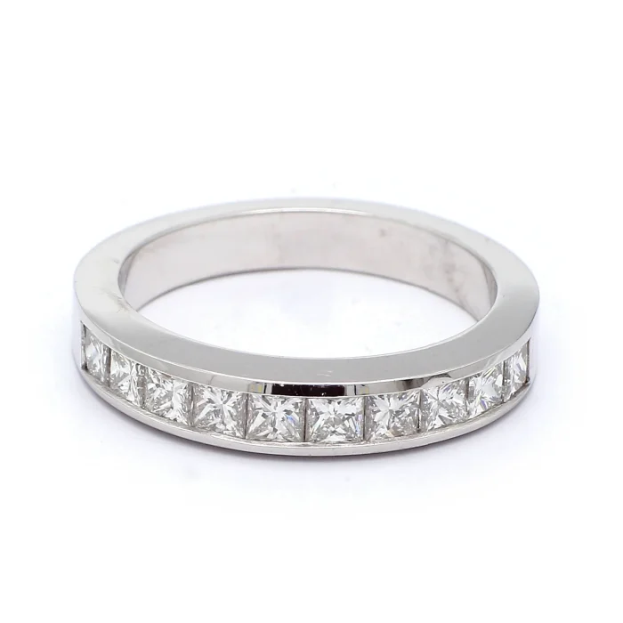 Platinum Channel Set Princess Diamond Band, 0.89 ct tw