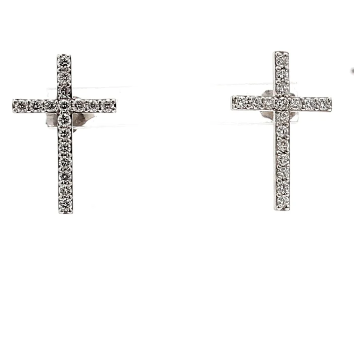 Platinum Diamond Cross Earrings, 0.25 ct tw