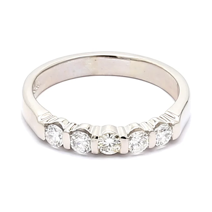 Platinum Five-Stone Diamond Band, 0.35 ct tw