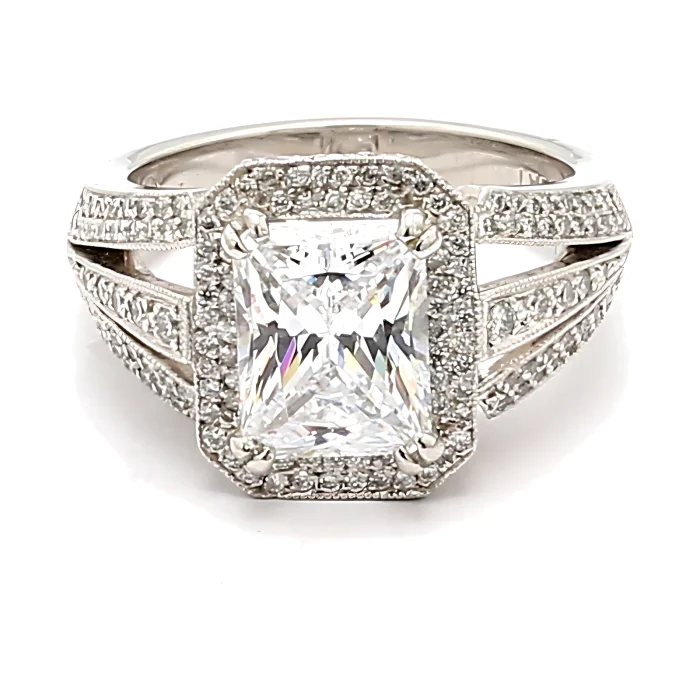 Platinum Halo Diamond Semi-Mount, 0.72 ct tw