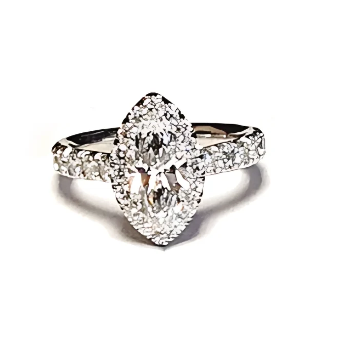 Platinum Lab-Grown Marquise Diamond Halo Ring, 2.16 ct tw